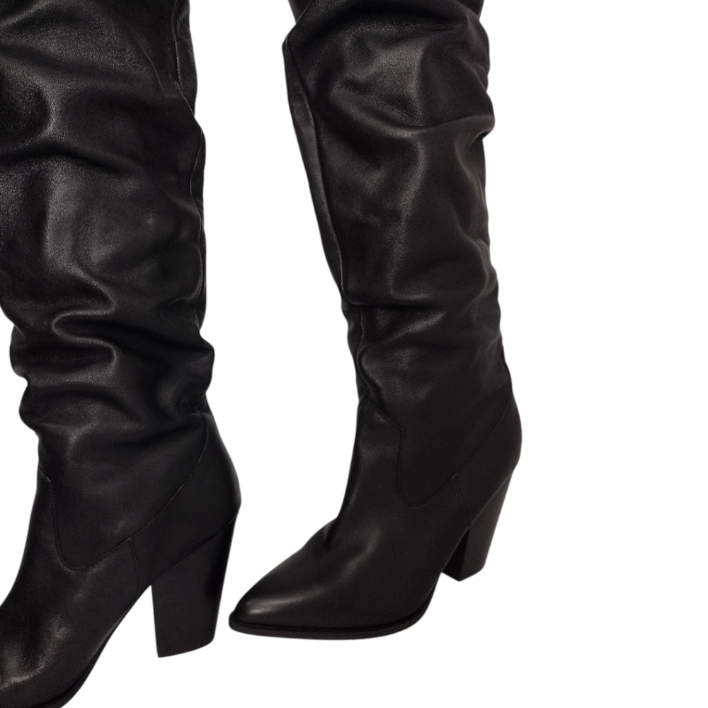 Steve Madden Landy Black Over The Knee Slouchy Pull On Western Boots Size 9 - Picture 7 of 11
